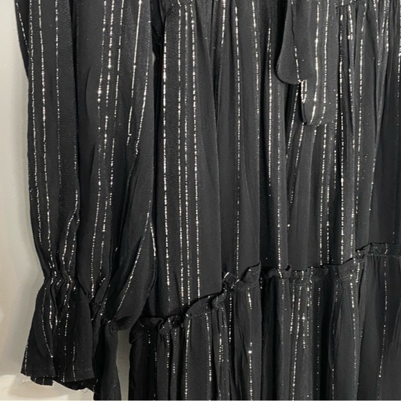 ELAN Shimmer Stripe Maxi Dress Black Silver - Picture 12 of 15